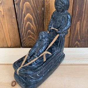 Handcrafted Black Soapstone Inuit Sculpture